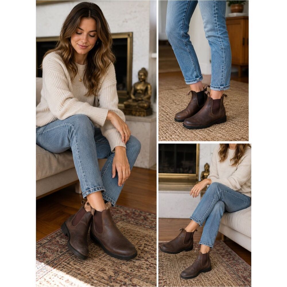 Blundstone Brown Leather Chelsea Ankle Boots